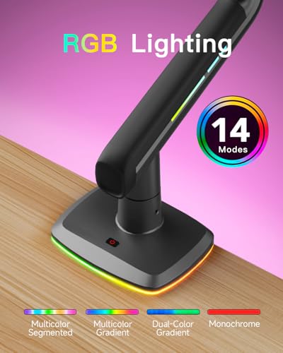 NB Gaming Monitor Arm or for 32 to 60 Inches Screen, Load up to 20 kg, VESA 75/100, RGB-Light, Heavy Duty, Multi Angle Adjustable, Premium Aluminum, Lake Blue - color: Lake Blue