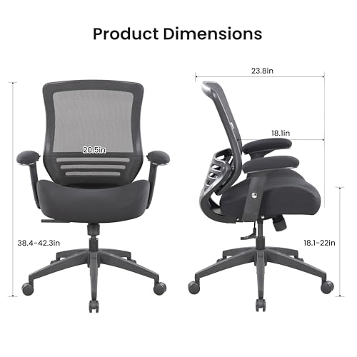 BOLISS 400lbs Ergonomic Office Chair Soft Thick Seat with Mesh Back (Black) | Wide Cushion, Computer Desk Chair, Tilt Lock, Height Adjustable Arms and Lumbar Support Reduce Back Pain - color: Black Frame Black Fabric