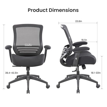 BOLISS 400lbs Ergonomic Office Chair Soft Thick Seat with Mesh Back (Black) | Wide Cushion, Computer Desk Chair, Tilt Lock, Height Adjustable Arms and Lumbar Support Reduce Back Pain - color: Black Frame Black Fabric