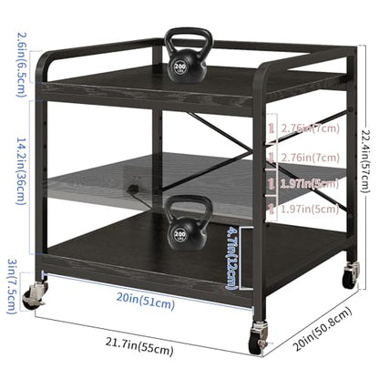 METYERRY Under Desk Printer Stand with Power Outlet, Adjustable Shelf,Black - color: Black