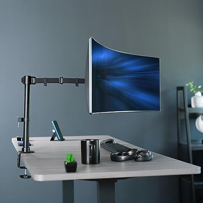 VIVO Single Large Monitor Arm Desk Mount, Holds Screens up to 45 inch Ultrawide, Fully Adjustable Stand with C-Clamp and Grommet Base, VESA 75x75mm or 100x100mm, Black, STAND-V149