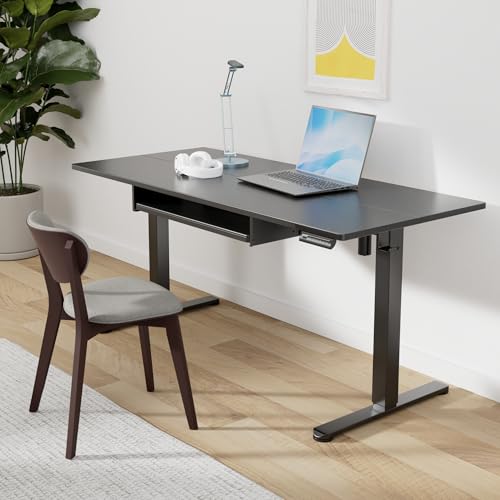 ErGear Large Electric Standing Desk with Keyboard Tray, 63x28 Inches Adjustable Height Sit Stand Up Desk, Home Office Desk Computer Workstation, Black - color: Black, size: 63" X 28"