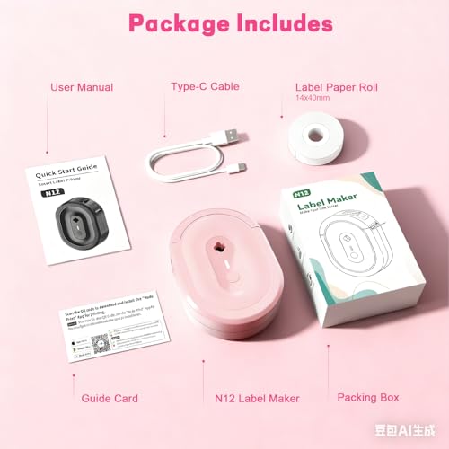 Label Maker Machine with 1 Tape N12 Bluetooth Label Printer, Pink - color: Pink