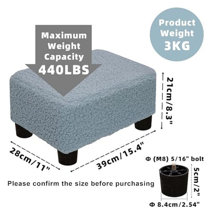 CAROLMADE Small Foot Stool Ottoman Footstool with Legs Under Desk Footrest for Living Room Bedroom and Office, Soft Blue - color: Soft Blue, size: 11"d X 15.4"w X 8.3"h