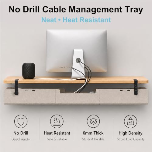 No-Drill Under Standing Desk Cable Management,31.5" L,Beige - color: Beige, size: 31.5"