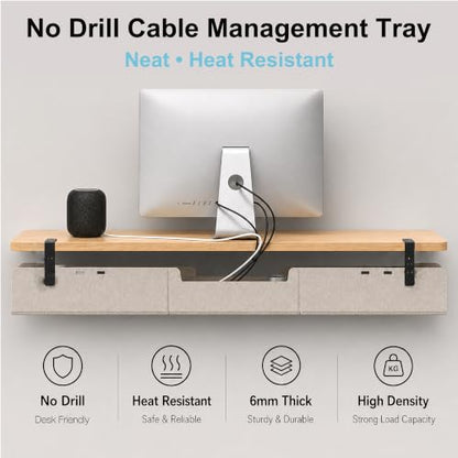 No-Drill Under Standing Desk Cable Management,31.5" L,Beige - color: Beige, size: 31.5"