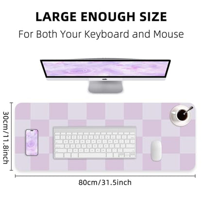 AFIING Purple Desk Mat 31.5" x 12", Leather Desk Pad | Waterproof PU Leather, Non-Slip Rubber Base, Stylish Desk Decor, Office & Home - color: Purple