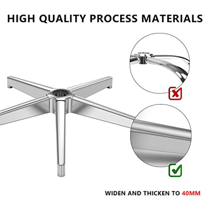 Office Chair Replacement Parts-28'' Heavy Duty Base Replacement(2200Lbs) - Desk Chair Reinforced Metal Leg,Universal Caster and Gas Cylinder Size (Silver) - color: Silver
