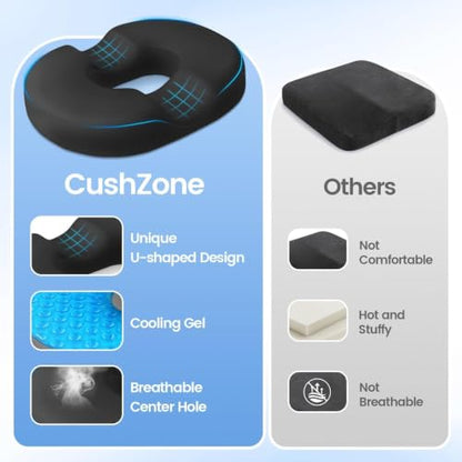 Donut Pillow Seat Cushion, Cooling Gel Memory Foam Chair Cushion, Black - color: Black, size: Large