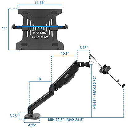 Mount-It! Laptop Desk Mount Arm with Gas Spring, Height Adjustable Laptop Stand for Desk, Fits Laptops up to 17 Inch, Full Motion Laptop Tray Mount with Clamp or Grommet Installation - style: Laptop Arm