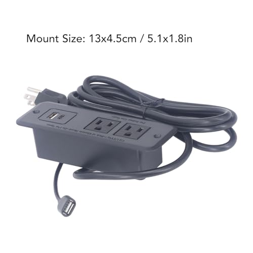 Intelligent Power Outlet with USB Type C, Fast Charging 20W, 2 Sockets, Fire Flush Mount Outlet for Office Desk, Home