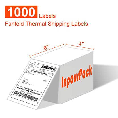 4" x 6" Fanfold Labels Direct Thermal Labels, Shipping Package Labels with Perforated line for Thermal Printers (1000 Labels/Stack, 1 Stack) - size: 1 Stacks | 1000 Labels