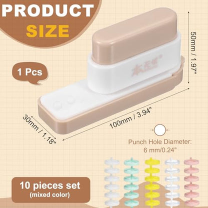 PATIKIL 5 Hole Paper Puncher, Hole Punch Binding Machine Spiral Coil Binder with 10Pcs 30 Ring Loose Leaf Binder Spines 5 Sheets Capacity for DIY Planner Scrapbook Office, Orange - color: Orange
