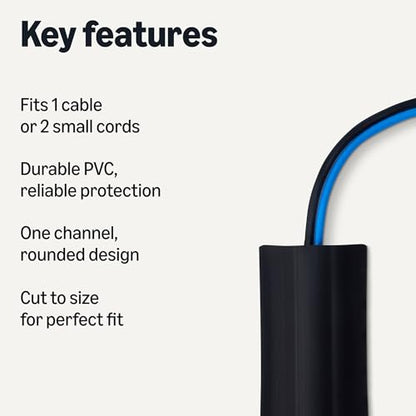 Amazon Basics Floor Cord Cover, 6ft Length, 2.6" Diameter, Cable Protector, Black (Pack of 2) - size: 72 x 2.6 x 0.6 inches (Pack of 2)