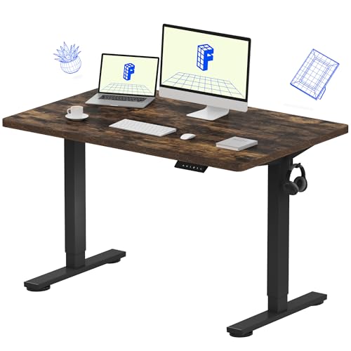 FLEXISPOT EN1 48"x30" One-Piece Electric Standing Desk, Rustic(Black Frame) | 1" Thick Seamless Desktop, 176 LBS Capacity, Home Office Use, 4 Memory Presets, Multi-Monitor Setup, Easy Assembly - color: Black+rustic, size: 48x30