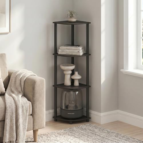 Furinno Turn-N-Tube Toolless Assembly 4-Tier Storage Shelves, Espresso - color: Espresso/Black, size: 4-Tier