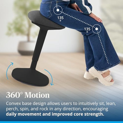 UPLIFT DESK Engage Stool – Active Stool with 360 Motion, Adjustable Height Standing Desk Stool from 21.8’’-31.4’’, Ergonomic Anti-Slip Office Chair Alternative (Graphite)