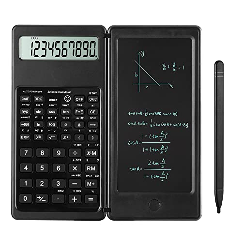 LveSunny Scientific Calculator for Students, 10-Digit Large Screen Math Calculator with Notepad, School Calculator for Middle School, High School and College, Back to School Supplies, Black - color: Black