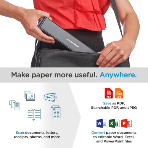 ScanSnap iX100 Wireless Mobile Portable Scanner, Black