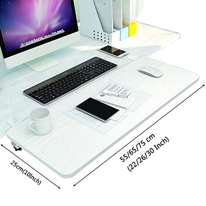 V3VOGUE 90° Foldable Desk Extender Armrest Shelf, Extended Desktop and Space Saver, Clamp-On Keyboard Drawer Tray, with K-Bracket, Ergonomic Computer Elbow Arm Support Relieve Fatigue - color: White, size: 55x25cm(22x10Inch)
