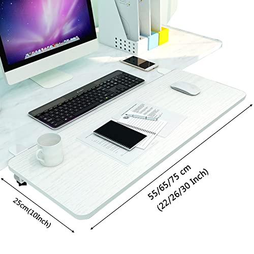 V3VOGUE 90° Foldable Desk Extender Armrest Shelf, Extended Desktop and Space Saver, Clamp-On Keyboard Drawer Tray, with K-Bracket, Ergonomic Computer Elbow Arm Support Relieve Fatigue - color: White, size: 65x25cm(26x10Inch)