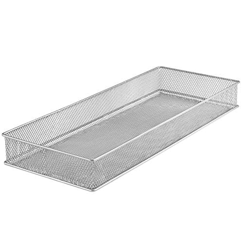 YBM HOME Silver Mesh Drawer Cabinet and or Shelf Organizer Bins, School Supply Holder Office Desktop Organizer Basket 1611s (1, 6x15x2 Inch) - size: 6x15x2 Inch