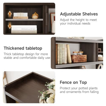 ONBRILL 44" Sideboard Buffet Cabinet with Outlet & Sliding Door, Brown - color: Brown, size: 44"