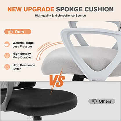 Sweetcrispy Ergonomic Office Desk Chair, Executive Mesh Computer Chair - color: Grey, size: 18.5"D