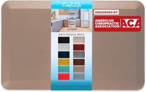 ComfiLife Anti Fatigue Floor Mat – 3/4 Inch Thick Kitchen Mats for Floor, Standing Desk Mat, Kitchen Rug – Comfort at Home, Office – Durable – Stain Resistant – Non-Slip Bottom (20" x 39", Beige) - color: Beige, size: 20" x 39"