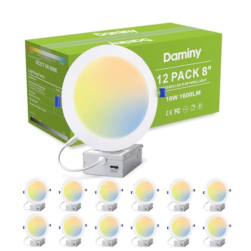DAMINY 12 Pack 8 Inch LED Recessed Lighting, Canless Wafer Downlight - color: White, size: 8 Inch
