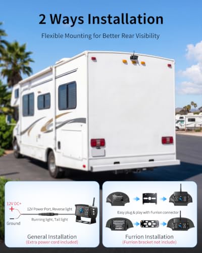 Wireless Backup Camera for Rvs 1080P, BSD Alert, AI Detection, 6X Zoom