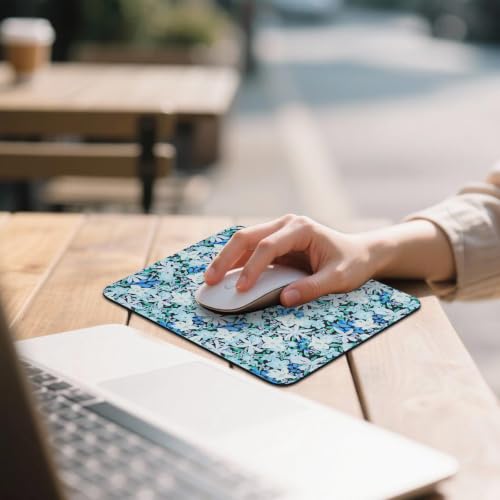 Mouse Pad for Desk with Stitched Edge, Premium Cute Washable Mouse Pads. Computer Mousepad with Non-Slip Rubber Base, Mousepads for Laptop, 9.25x7.75x0.12 inch (Indigo Blooms) - color: Indigo Blooms