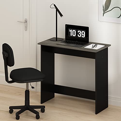 Furinno Simplistic 31-Inch Compact Computer Desk, Grey Oak - color: Grey Oak/Black, size: New 32-In Wide