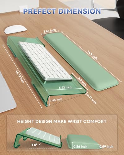 Laborio Computer Keyboard Wrist Rest, Keyboard Riser Stand for Desktop - color: Green