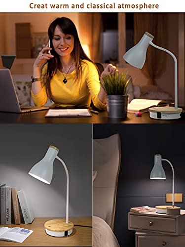 LALISU Metal Desk Lamp Wireless Charging Table Lamp Touch Reading Lights - color: Touch-White