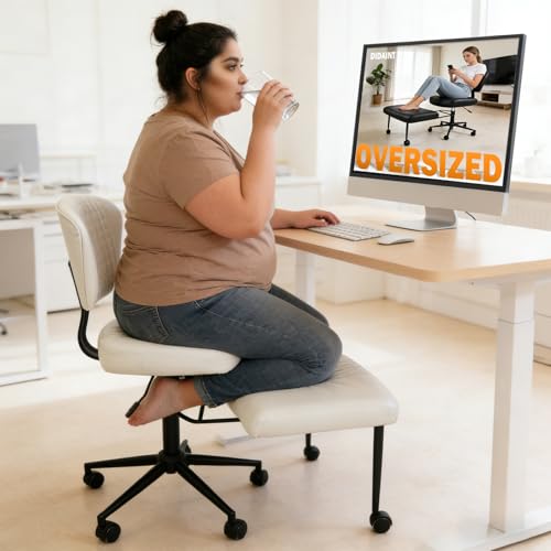 Meditation Chair with Footrest, 360° Swivel Height Adjustable Criss Cross Chair, White PU Padded Wide Seat, Home Office Desk Chair for Reading, Yoga, Peaceful Living - color: White