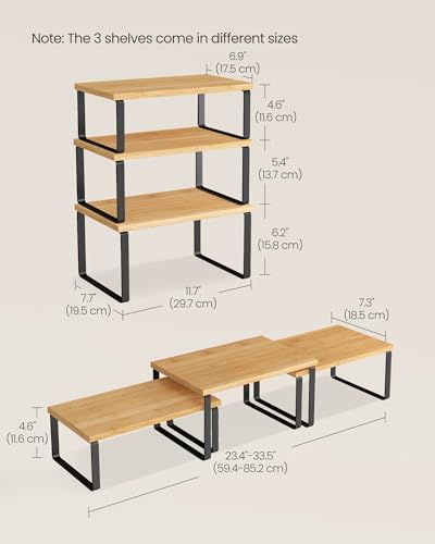 SONGMICS Cabinet Organizer Shelf, Set of 3 Spice Rack, Kitchen Storage | Hidden Litter Furniture, Discreet Cat House, Particleboard, MDF, 31.5x19.5x19.5 in, White, KADIN Collection UPCL013W01 - color: Ink Black + Natural Beige
