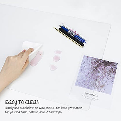 Oterri Clear Writing Desk Pad, 31.5’’x15.7” Heat Resistant Waterproof PVC Round Edge Durable Desk Protect Mat, Anti-Static Writing Mat Table Protector - size: 15.7" x 31.5"