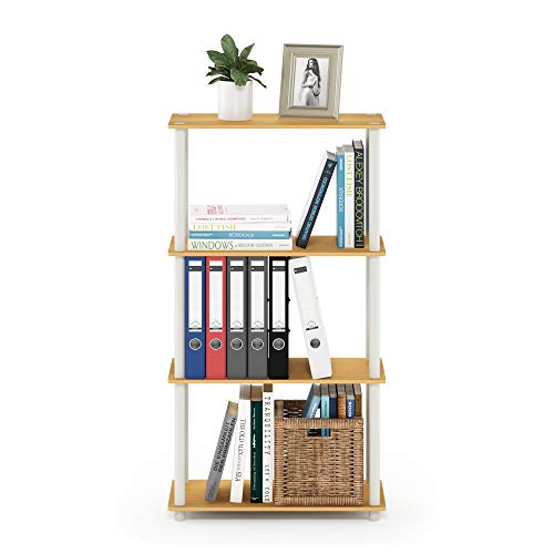 Furinno Turn-N-Tube Toolless 4-Tier Storage Shelves, Beech - color: Beech/White, size: 4-Tier Round Tube