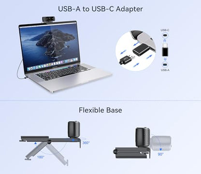 Streaming Webcam for PC, 1080P Computer Web Camera with Microphone