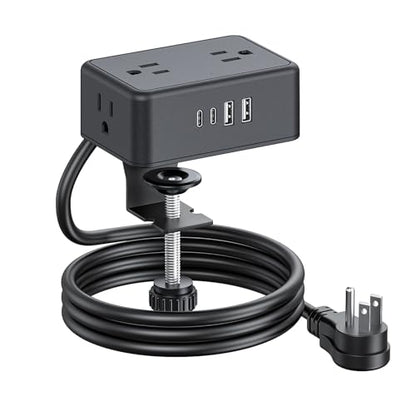 Desk Clamp Power Strip 4AC Outlet 2USB-C Ports,2 USB-A Ports