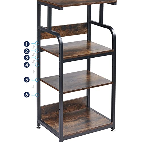 Fannova 4-Tier Printer Stand with Adjustable Storage Shelf, Large Tall Printer Table with Wheels for Home Office Small Spaces Organization, Rustic Brown - color: Rustic Brown