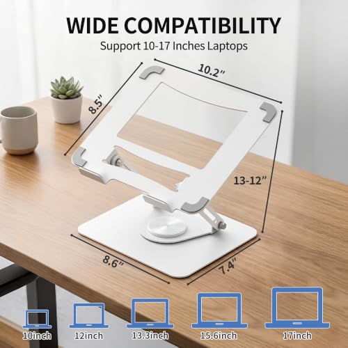 ALASHI 360° Rotating Laptop Stand, Multi-Angle, 10-17", White - color: A-White