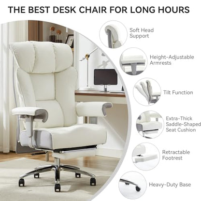 Efomao Big and Tall Executive Office Chair 400lbs - color: 3060-white