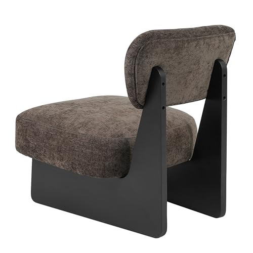 Christopher Knight Home Mores Low Profile Accent Chair Set of 2, Modern Living Room Armless Lounge Chair, Fabric Comfy Reading Chair for Bedroom, Wooden Frame and Thick Padded Seat, Black+Dark Brown - color: Black+dark Brown