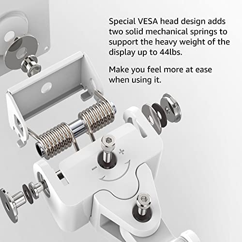 BEWISER Heavy Duty Monitor Arm Mount for 34-49 inches and Ultra 57 inches Screens,Weight Capacity Up to 44 lbs,Full Motion Height Swivel Adjustable Monitor Arm(White) - color: WHITE