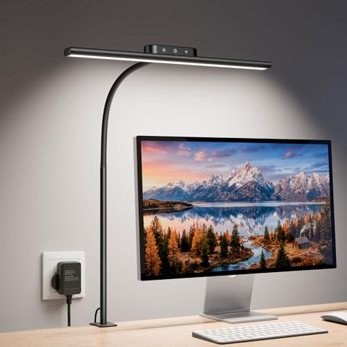 Lepro Led Desk Lamp for Home Office, Desk Light with Clamp, 11W 700LM Black - color: Black