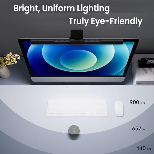 Quntis Computer Monitor Lamp, Screen Monitor Light Bar for Eye Caring, USB Reading LED Task Lamp with Auto-Dimming, Dimmable Light Bar, Touch Control, No Glare Space Saving Home Office Desk Lamps - style: ScreenLinear Pro ‎Gray