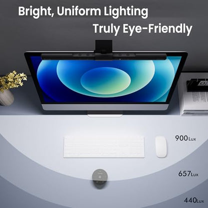 Quntis Computer Monitor Lamp, Screen Monitor Light Bar for Eye Caring, USB Reading LED Task Lamp with Auto-Dimming, Dimmable Light Bar, Touch Control, No Glare Space Saving Home Office Desk Lamps - style: ScreenLinear Pro ‎Gray