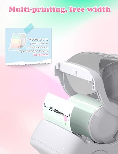 HPRT NEW1 Label Maker - Label Make Machine with 1 Roll Tape Portable Bluetooth Thermal Printer for Smartphone iPhone&Andriod, White - style: White